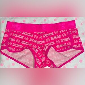 Pink Victoria ’s Secret cotton boyshort panties neon pink logo low rise panty